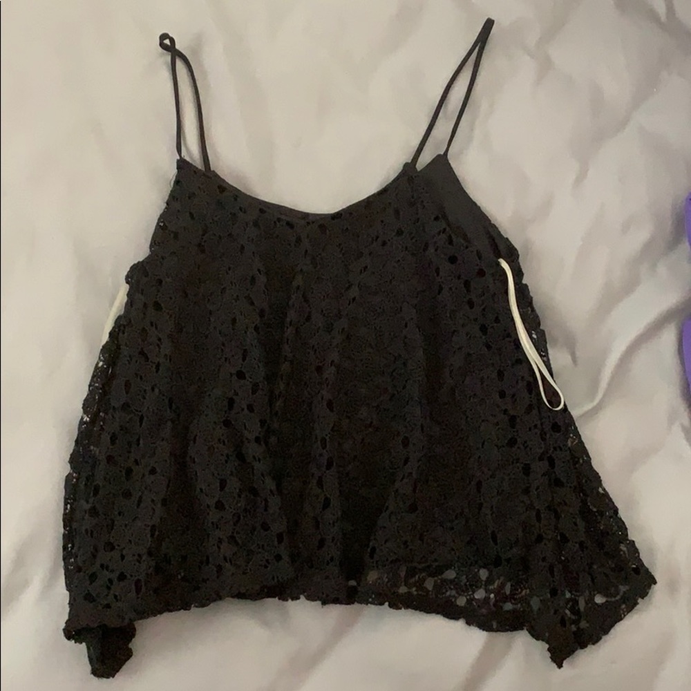 Black tank with black lace overlay